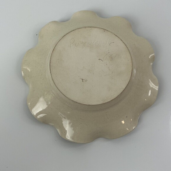 Handmade Studio Pottery Ceramic Floral Ruffled Bowl Signed - Picture 4 of 5